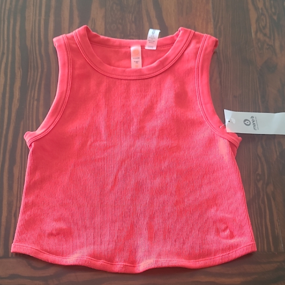 Mono B Bright Coral Sleeveless Crop Top